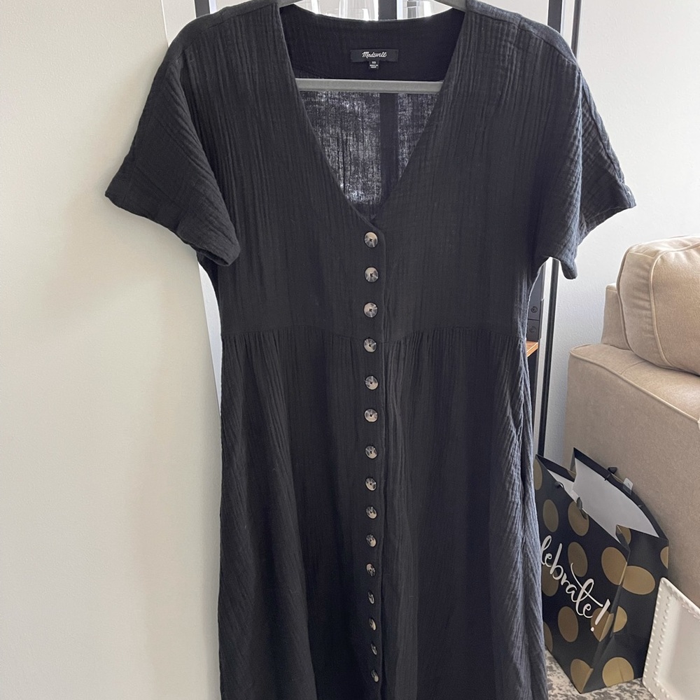 Madewell black linen dress